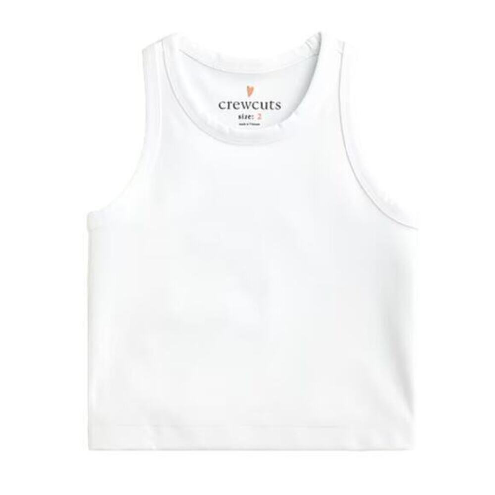 J.Crew Girls' active cropped tank top white BX030 size XL NWT